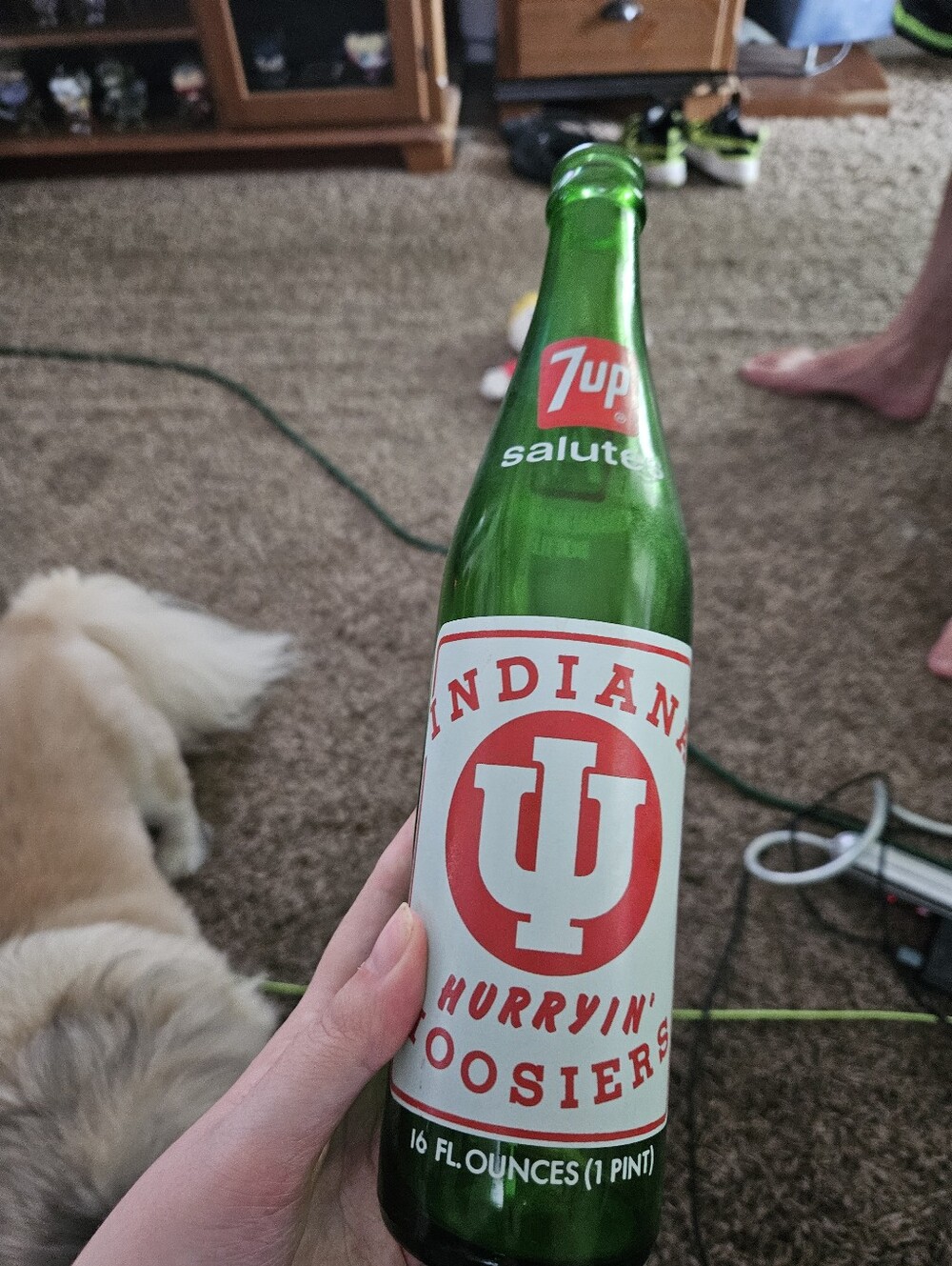 Indiana Hoosiers Commemorative Green Glass Bottle